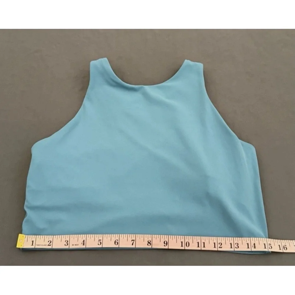 Athleta Racerback Crop Tank Top Womens Size Large Blue Athletic Workout‎ Lined